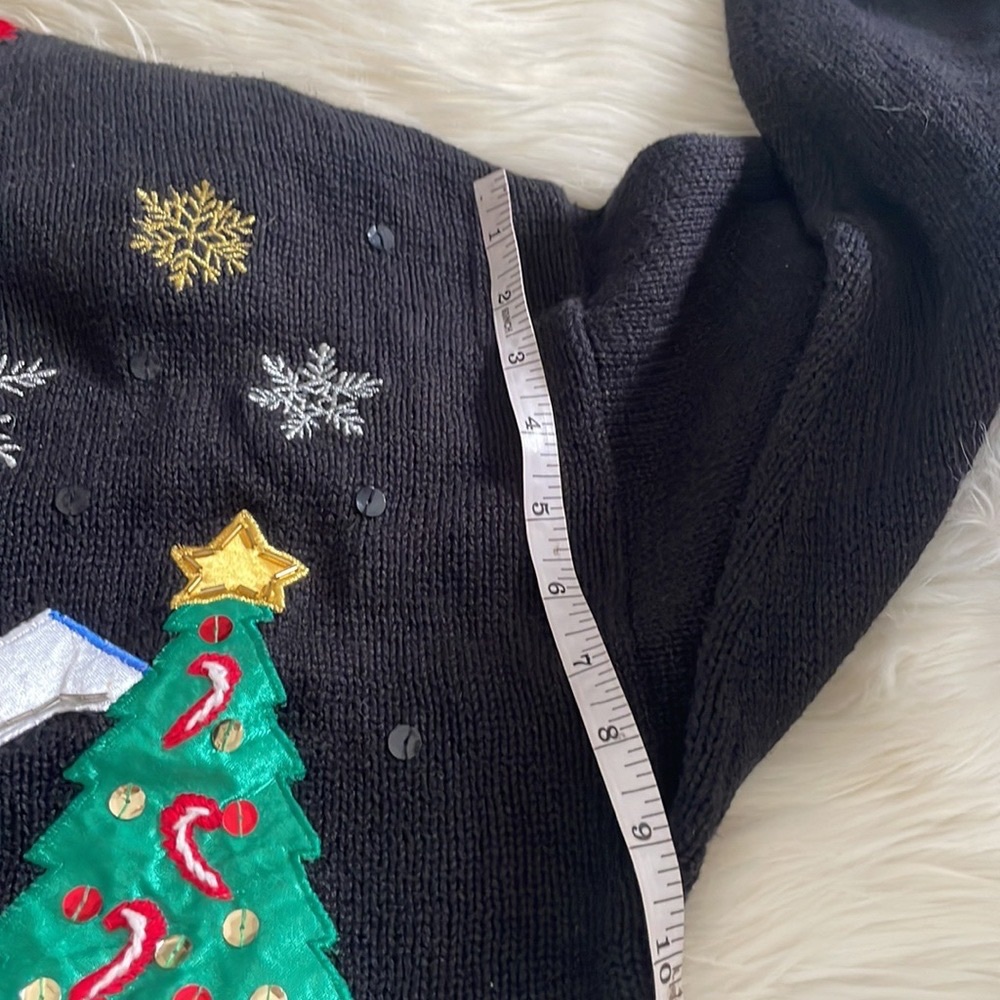 Vintage Nutcracker black button up ugly Christmas sweater cardigan snowman sz L - Picture 13 of 16